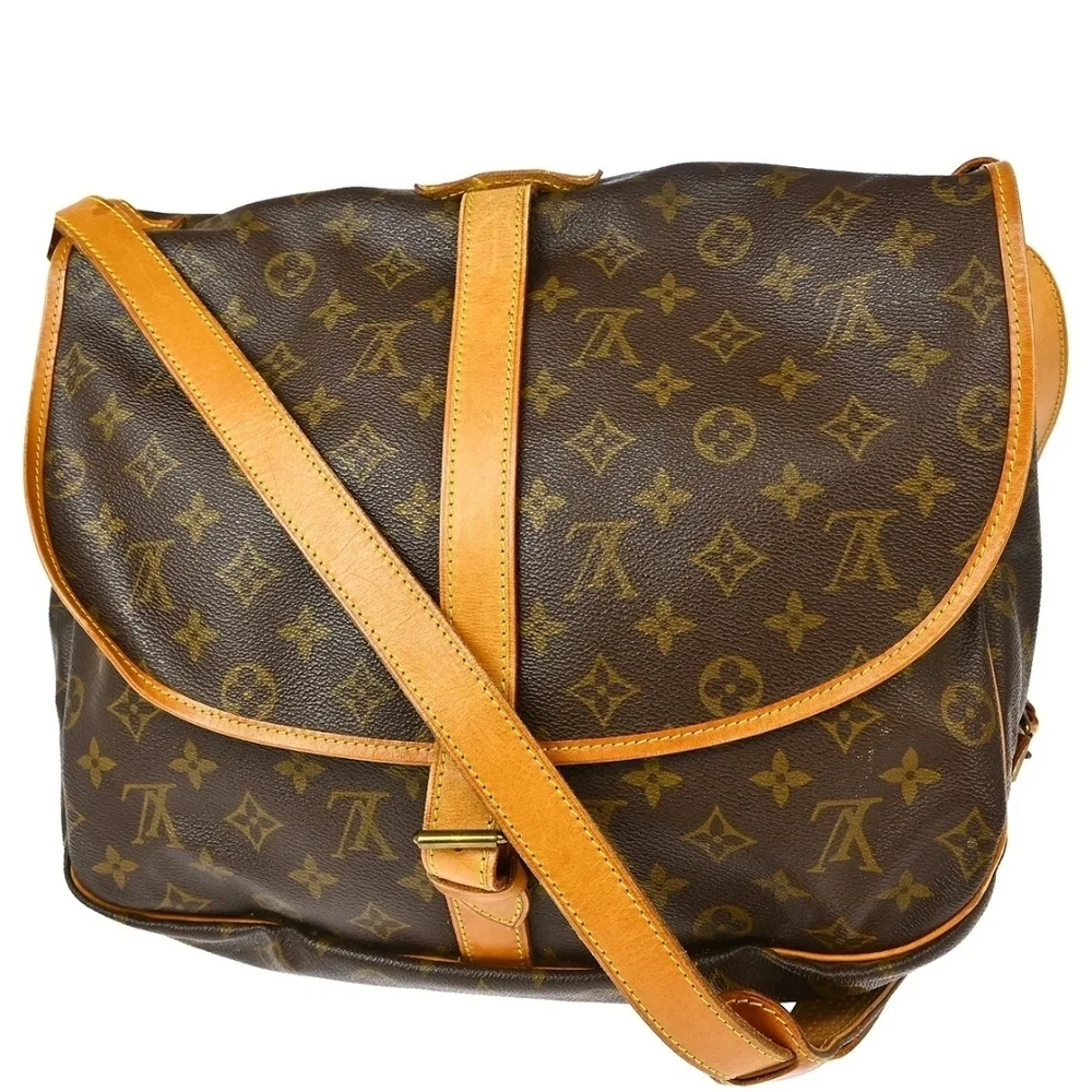 Louis Vuitton Brown Tan Messenger Bag with Monogram Canvas - Picture 2 of 6